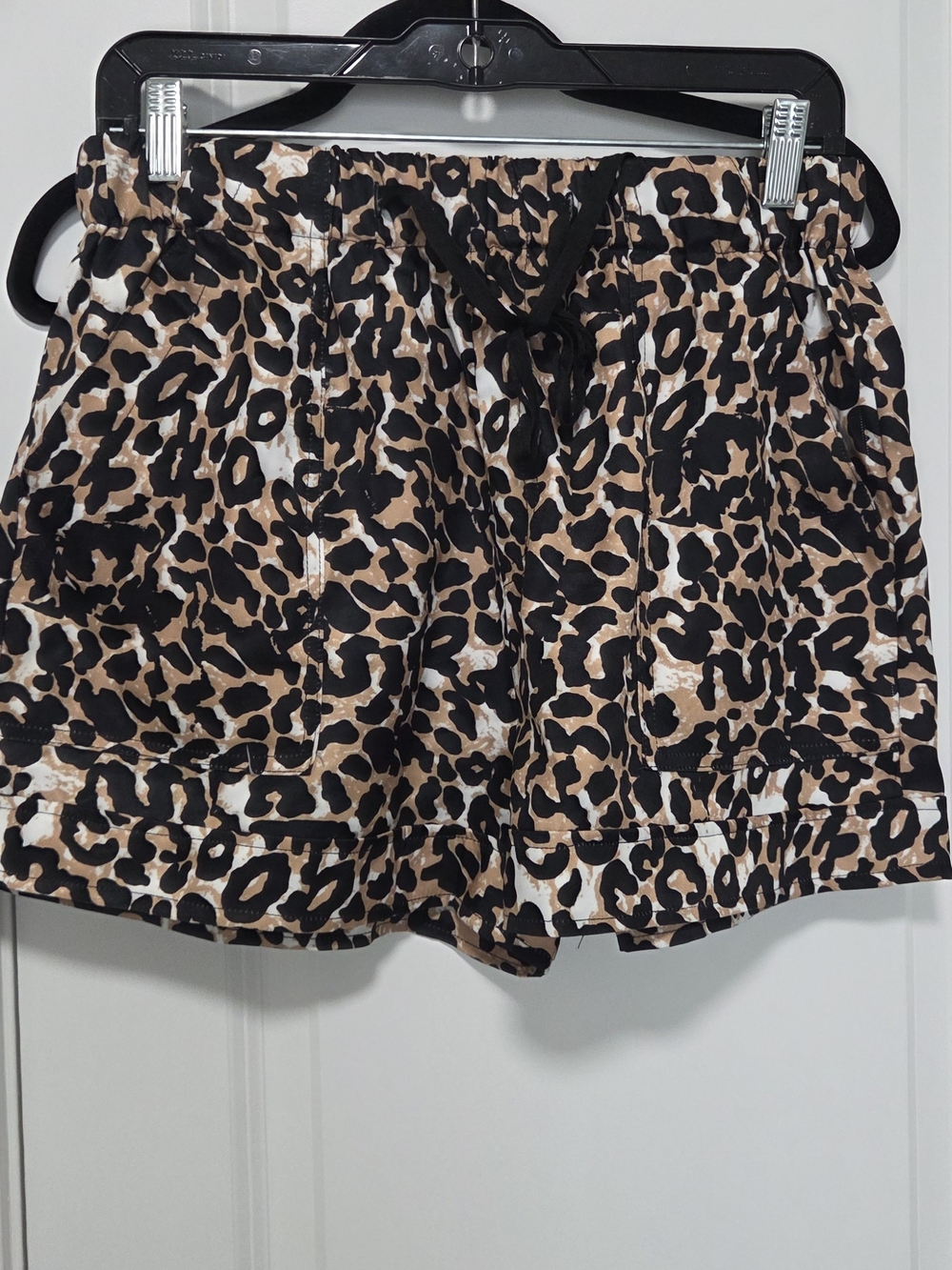 Leopard Print Drawstring Women’s Shorts - Brown/Black